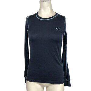 KARI TRAA- WOMEN'S SMALL - BLUE LONG SLEEVE CREW NECK WOOL TOP